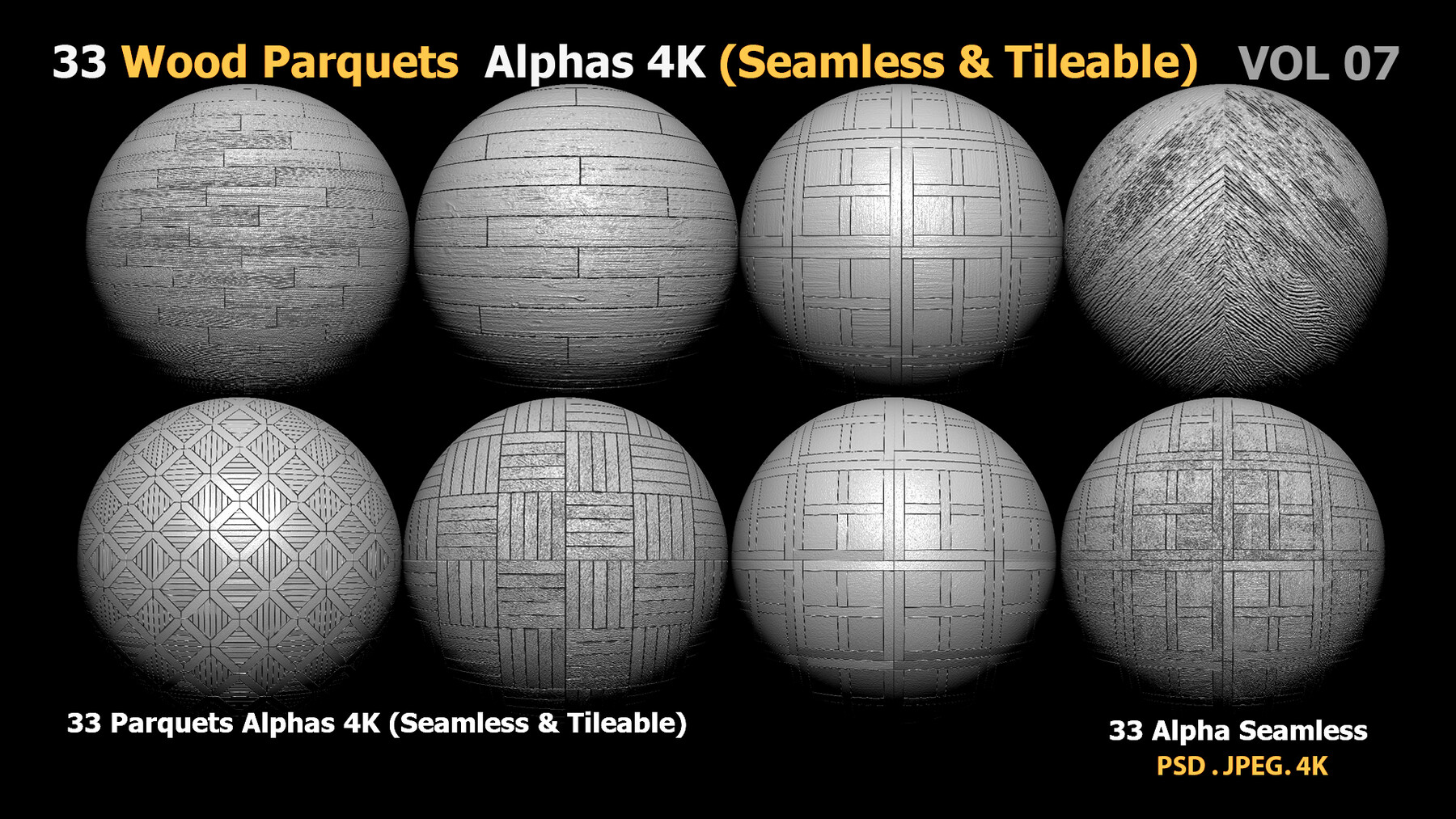 ArtStation - 33 Wood Parquets Alphas 4K (Seamless & Tileable) | Brushes