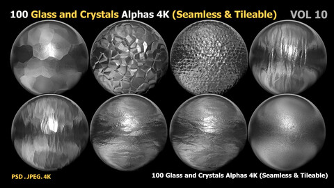 100 Glass and Crystals Alphas (Seamless & Tileable) VOL 10