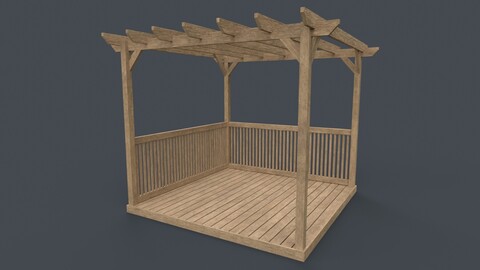 PBR Wooden Pergola Gazebo C5