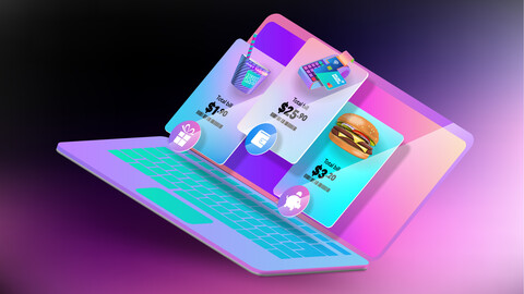 Web windows with the cost of goods and services on the labtop screen