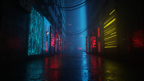 Cyberpunk Alley 3D Blender File