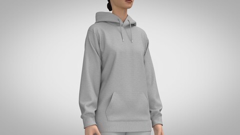 Women Hooded Sweater, Marvelous Designer, Clo +obj, fbx