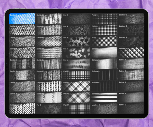ArtStation HD Seamless fabric texture Brush Set For Procreate Brushes