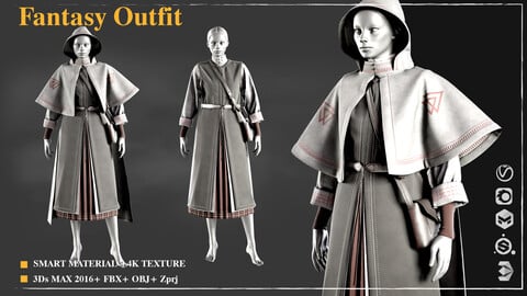 Fantasy Outfit /Marvelous Designer / 4k Textures/Smart material