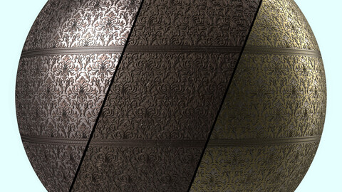 Metal Materials 21- Ornament Metal panels, Pbr 4k Seamless