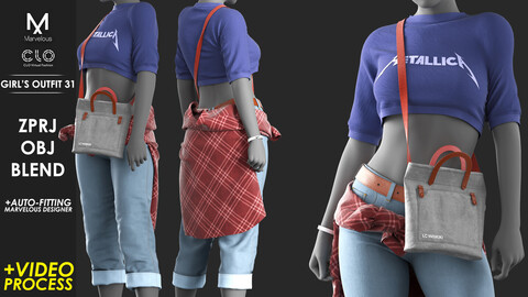 Girl's Outfit 31 - Marvelous / CLO Project file +Video Process