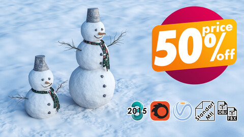 3D Models of Snowmen |50% off week | Free 3d Models | PBR Textures