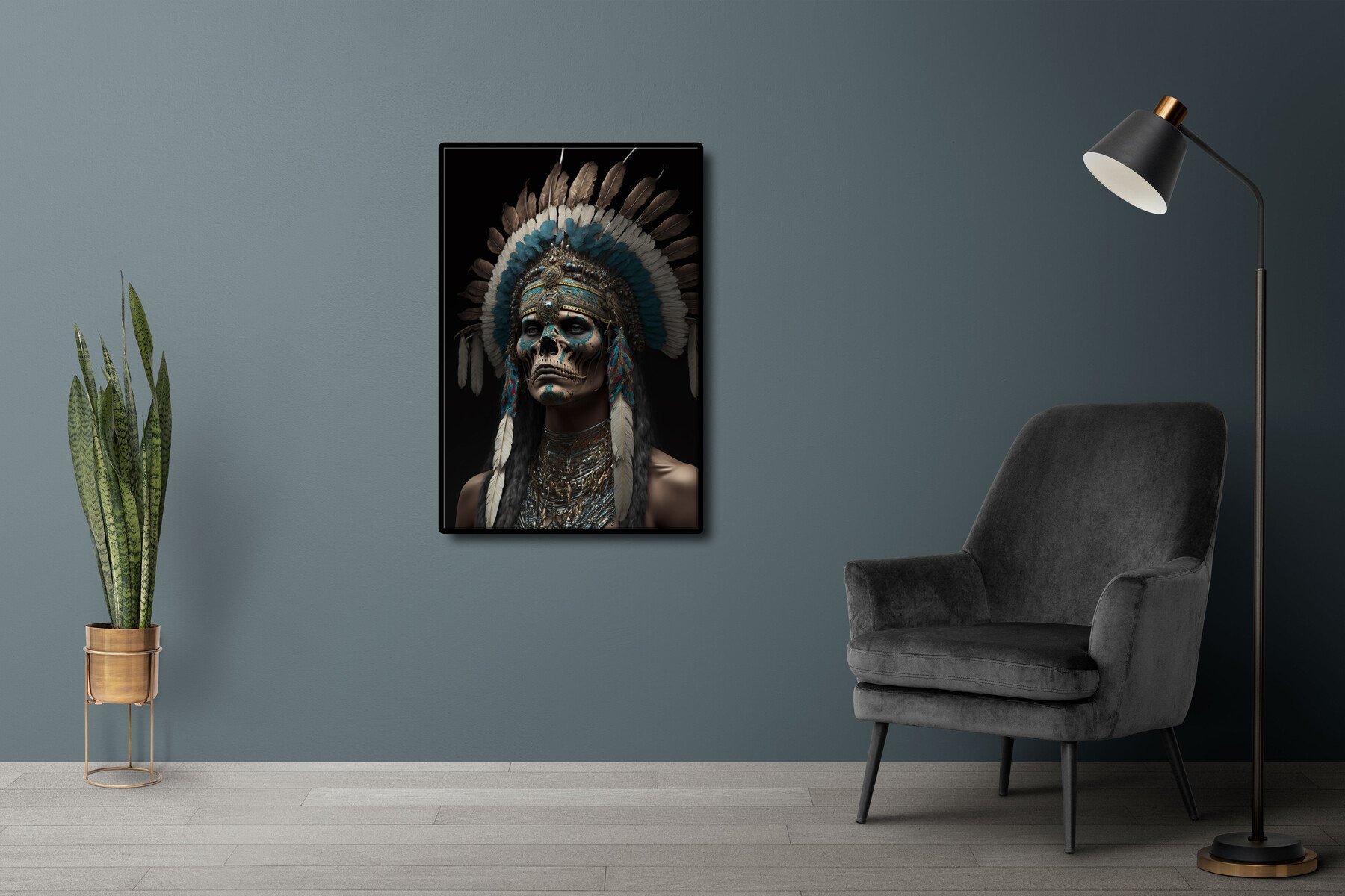 ArtStation - American Indian warrior with Day of the dead painted face ...