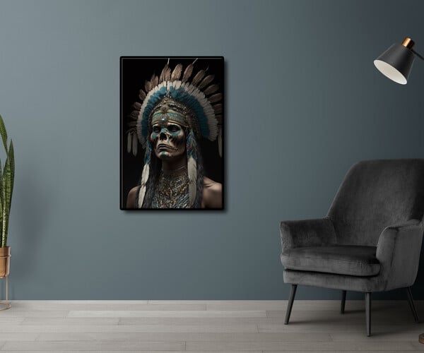 ArtStation - American Indian warrior with Day of the dead painted face ...