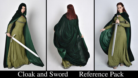 x200 Green Cloak and Sword - Fantasy Model Reference Pack