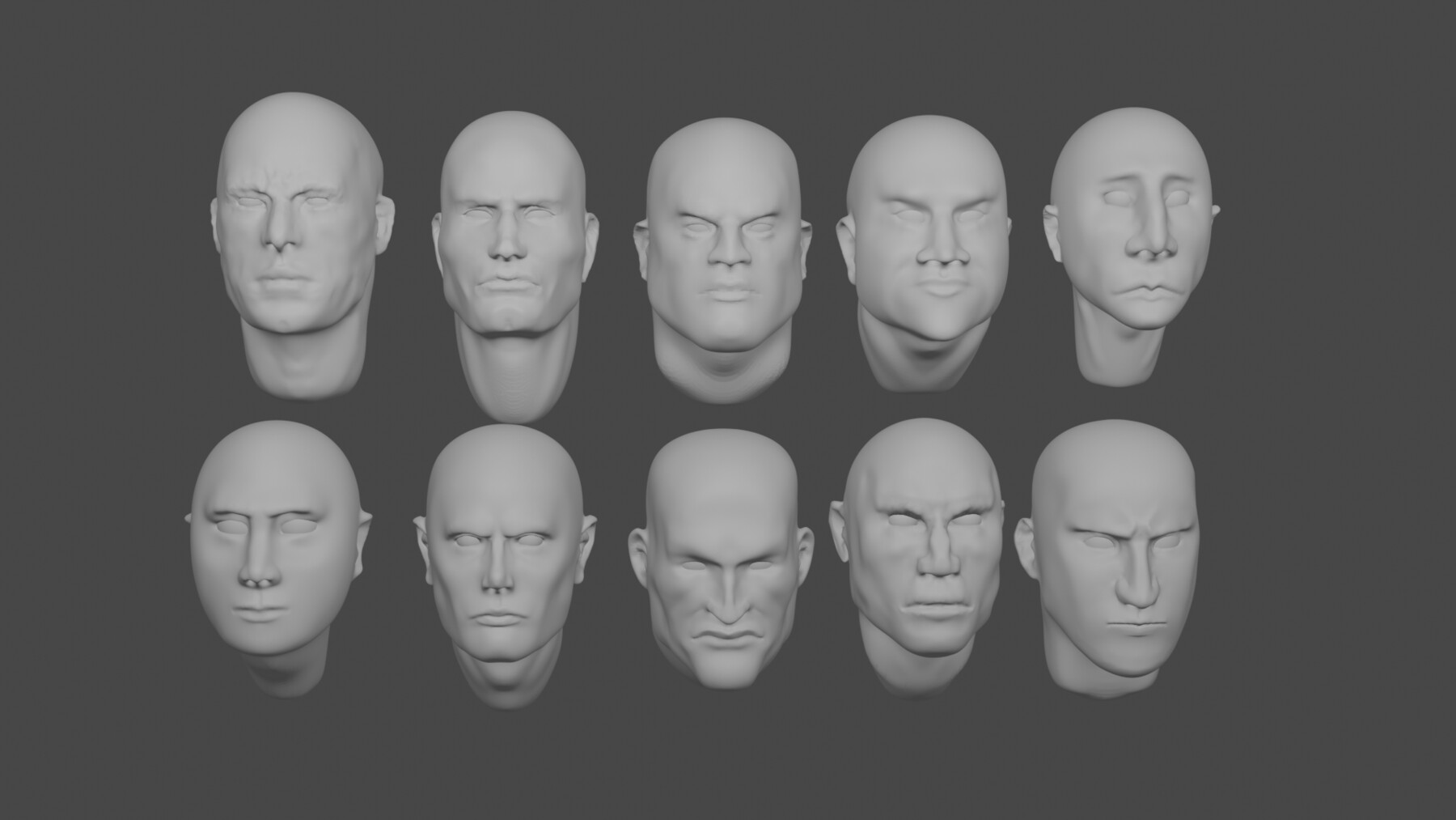 ArtStation - 10 HEADS ANATOMY COLLECTION 3D BLENDER SCULPTING | Resources