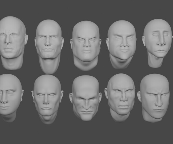 ArtStation - 10 HEADS ANATOMY COLLECTION 3D BLENDER SCULPTING | Resources