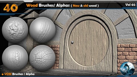 40 Wood VDM Brushes/ Alphas ( New & old wood )  Vol 02