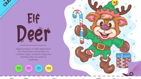 Cartoon Deer Elf. Clipart