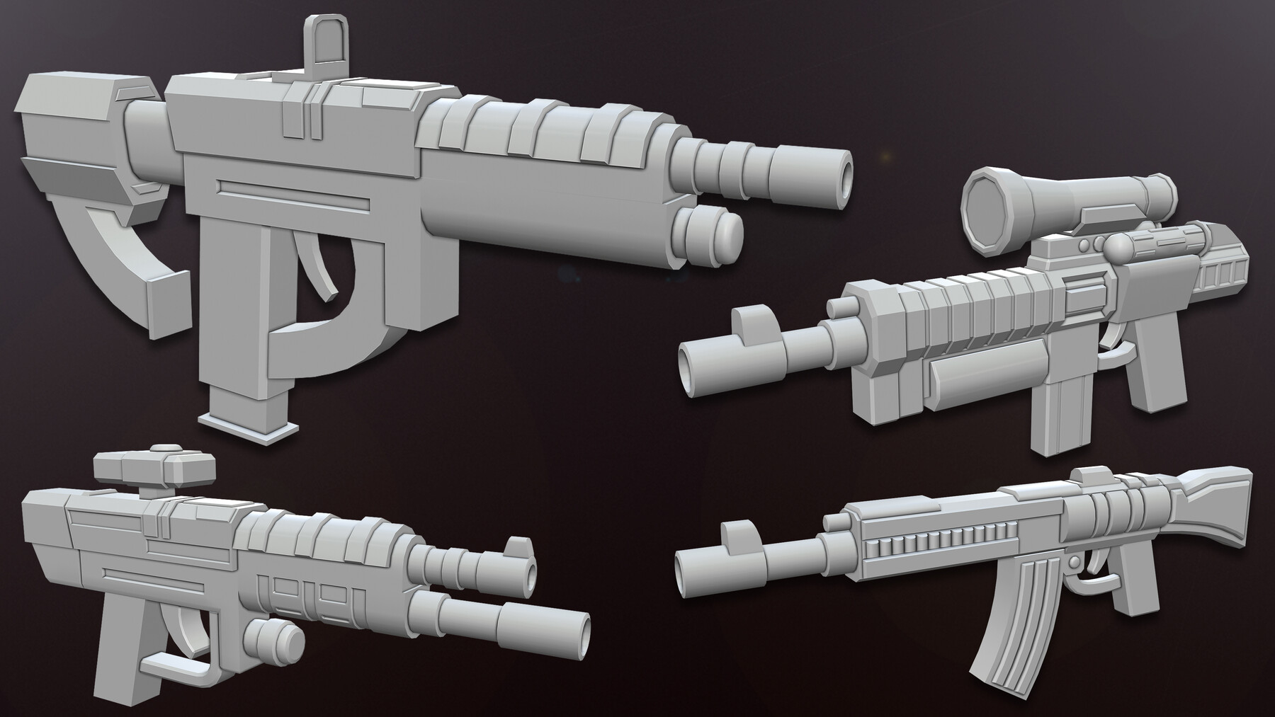 ArtStation - Sci-fi Gun Base meshes (with uv) | Game Assets