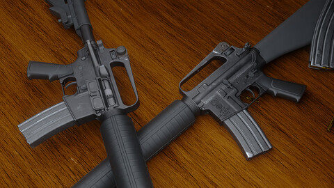 Game ready - Colt M16A2 Assault Rifle + M727 Government Carbine