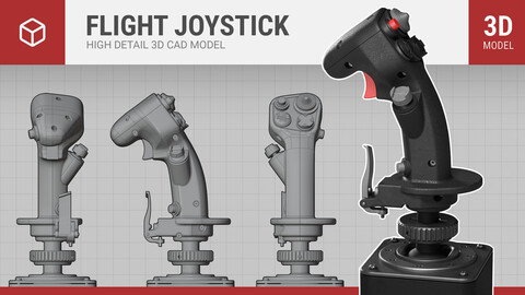 Flight Simulator Joystick, 3D CAD Model Library