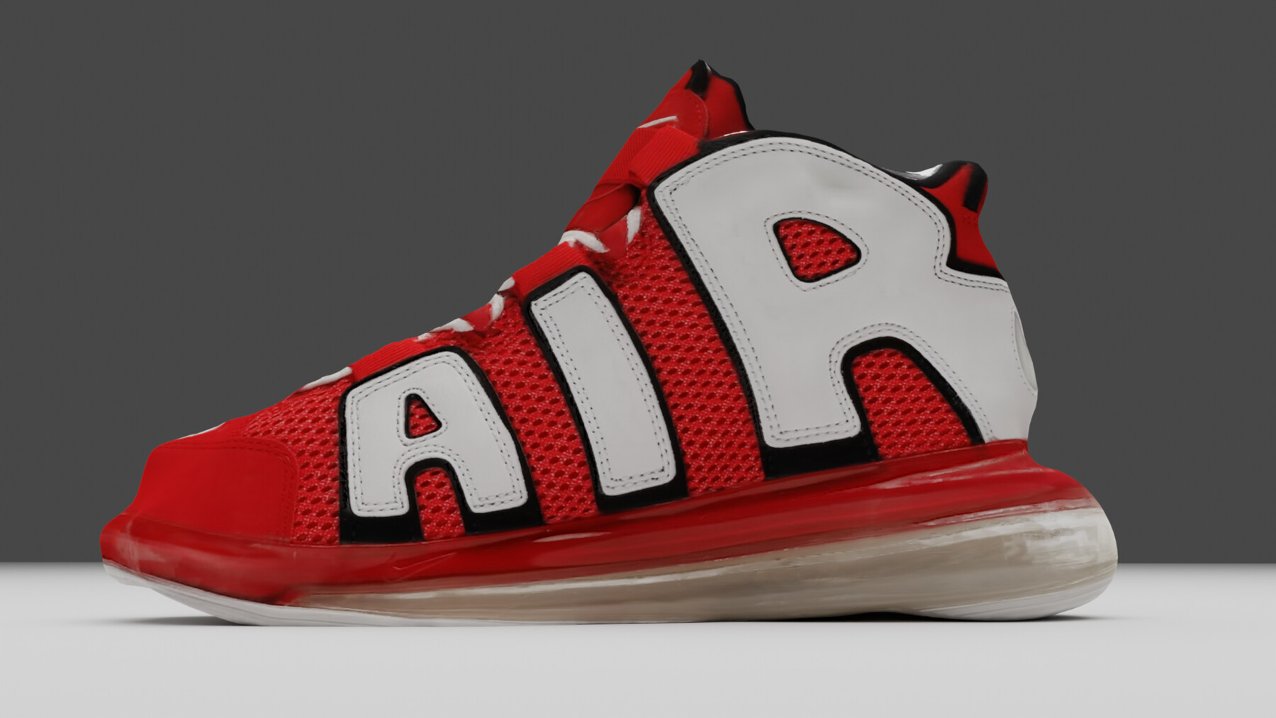 ArtStation Nike Air More Uptempo 720 University Red White Black