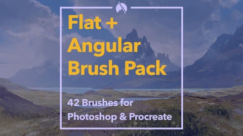 Flat+Angular Brush Pack: 42 Stylized Brushes for Photoshop & Procreate + Demo Videos