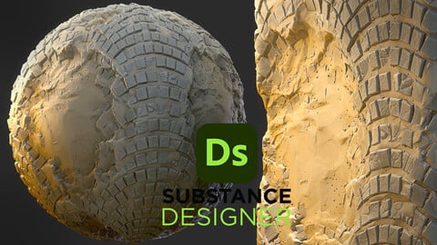 Stylized Damaged Stone Pavers - Substance 3D Designer