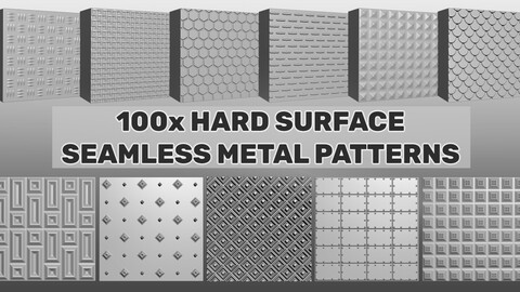 Hard Surface Alphas - 100x Seamless Metal Patterns