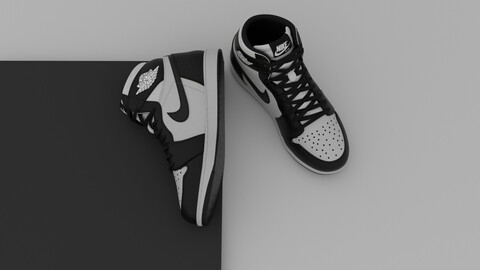 Shoes AirJordan 1 Retro HighOG Black White 3D model