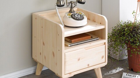 Buffley hardwood smart bedside table