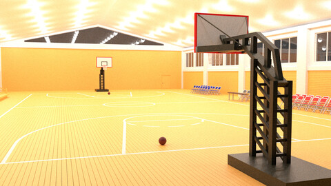 Cartoon Basketball Gym 1 Low-poly 3D model