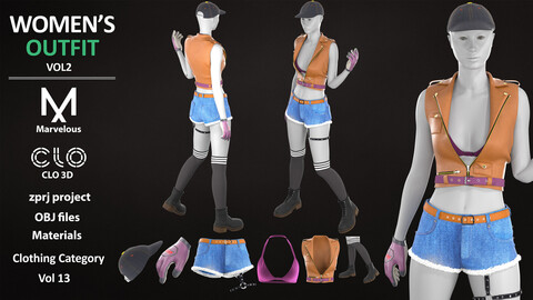 WOMEN'S OUTFIT (VOL2) / Marvelous / CLO Project file + ZPRJ + OBJ Format