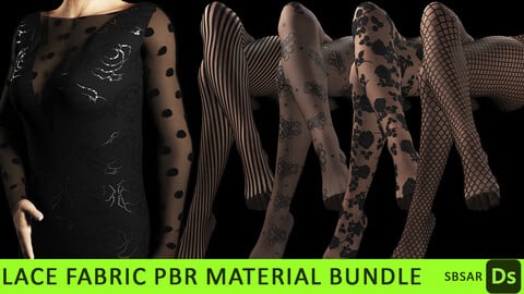 Lace Fabric PBR Material Bundle vol2 (SBSAR + 4K textures)  ​​​