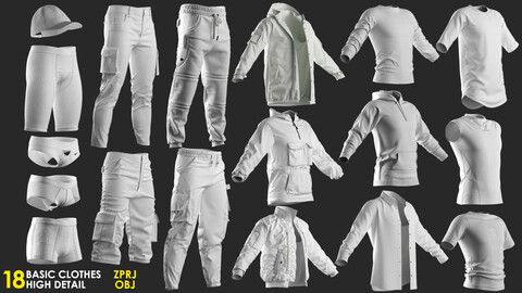 18 Basic Men's Clothes Pack - Marvelous / CLO Project file