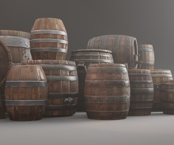 ArtStation - Low Poly High Quality Pbr Barrels | Game Assets