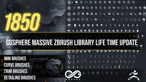 CGSphere Massive Zbrush Library - 40%  Discount ! Over 1850 Brushes
