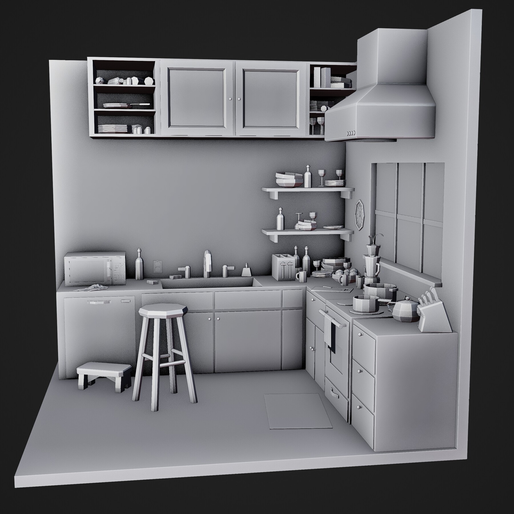 ArtStation Low Poly Isometric Kitchen (Blender) Resources