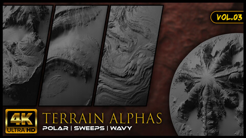 4K Terrain Alphas / Brushes / Stencils Vol. 03