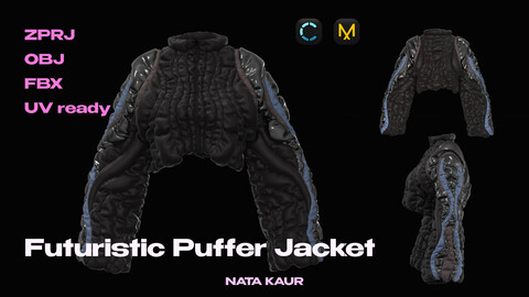 Futuristic Puffer Short Jacket/ Clo 3d /Marvelous Designer+OBJ+ FBX /Digital Fashion