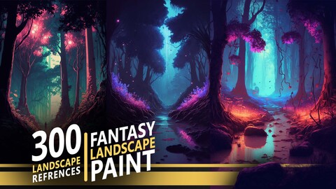 300 Fantasy Landscape Paint - Environment references