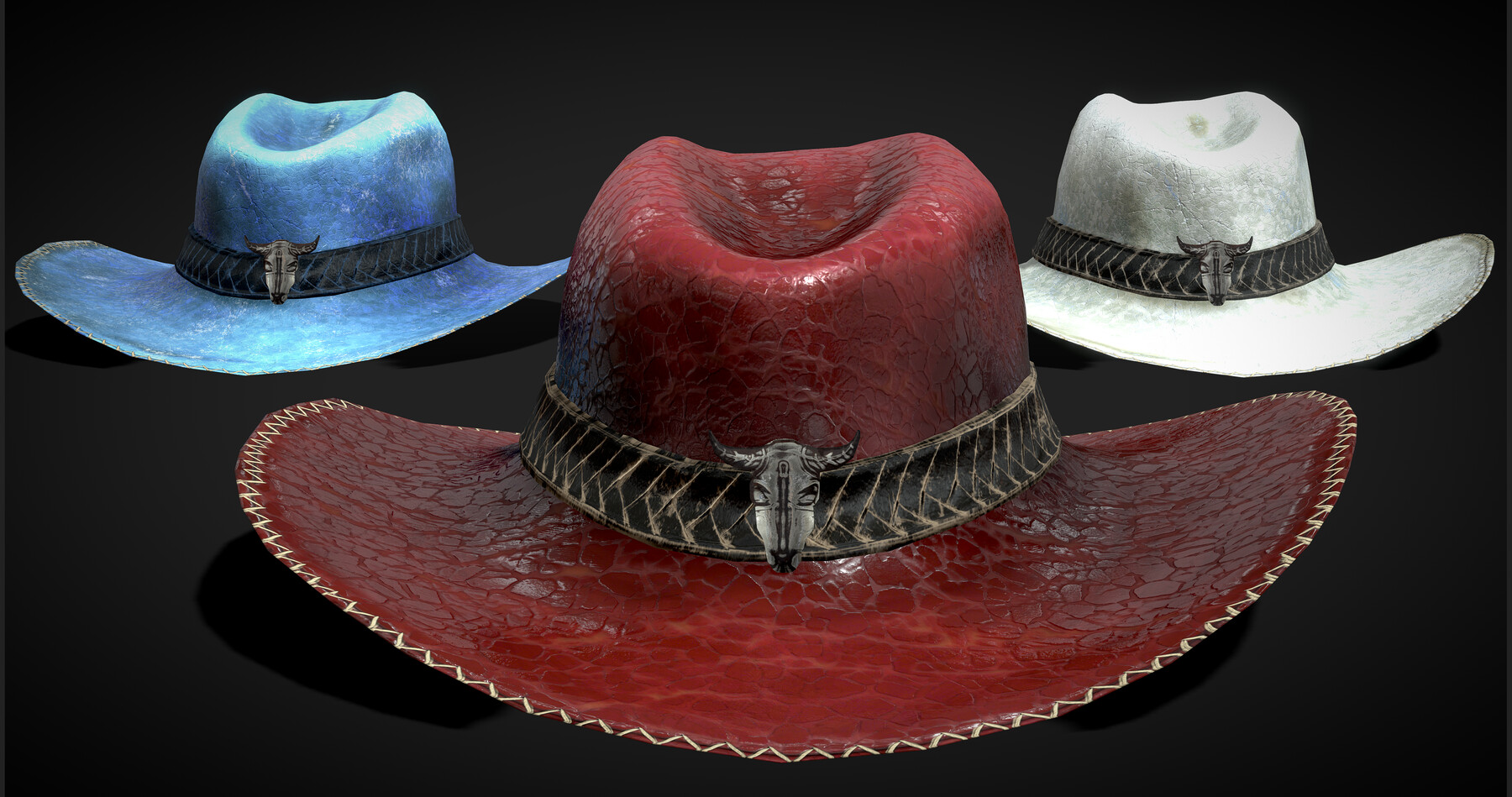 ArtStation Cowboy Hats Pack low poly 3D models Game Assets