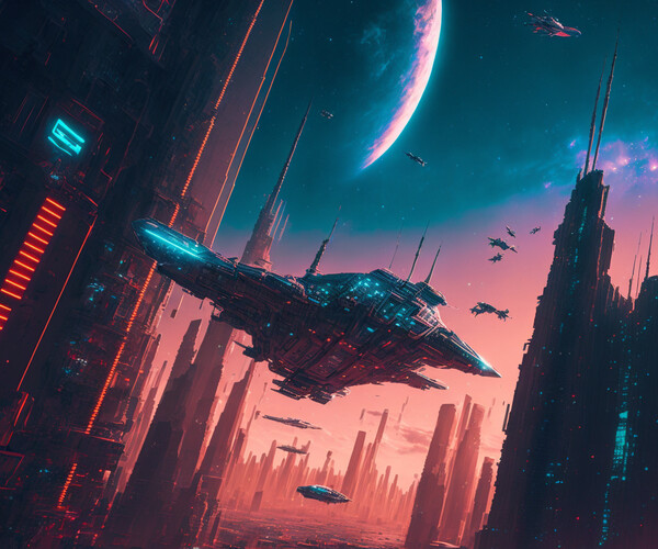 ArtStation - Cyberpunk Ships in Flight | Artworks