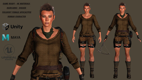 AAA 3D APOCALYPTIC FEMALE 03 - REALISTIC GAME READY CHARACTER