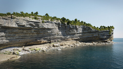 Large Coastal Cliff PBR Scan & Highpoly