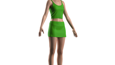 Green top and skirt