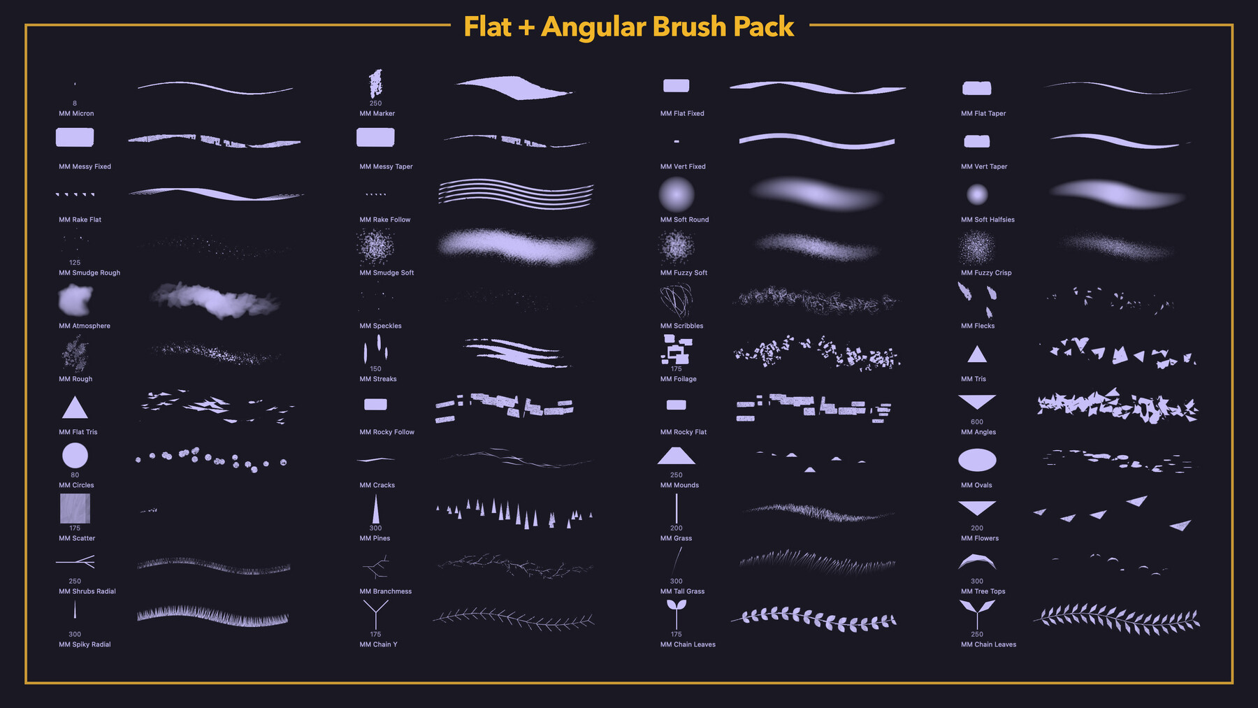 Artstation Flatangular Brush Pack 42 Stylized Brushes For Photoshop