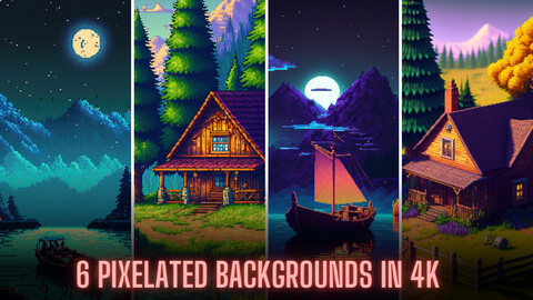 6 Pixelated Backgrounds/Wallpapers in 4K