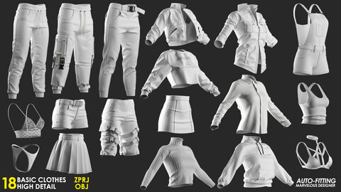 18 Basic Women's Clothes Pack - Marvelous / CLO Project file