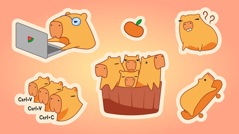 Cute Capybaras stickerpack