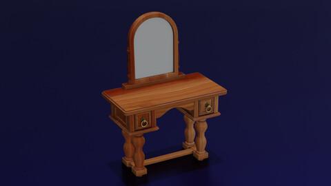 WOODEN DRESSING TABLE LOW POLY GAME READY