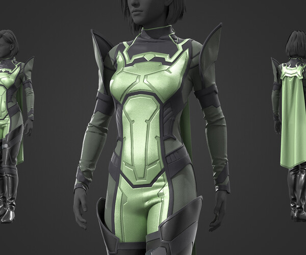 rogue armor set in cyberpunk, female, concept art