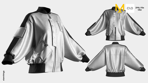 Streetwear Baseball Jacket #029 - Clo 3D / Marvelous Designer + OBJ / DIGITAL FASHION / HYPEBEAST / FUTURE FASHION