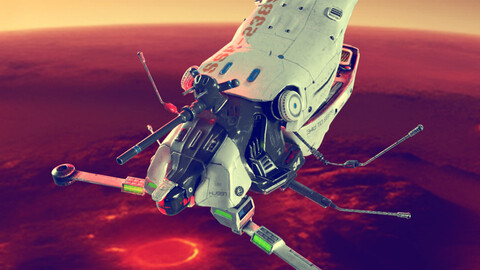 Low-poly 3D model spaceship "SSF34_MARS" FBX